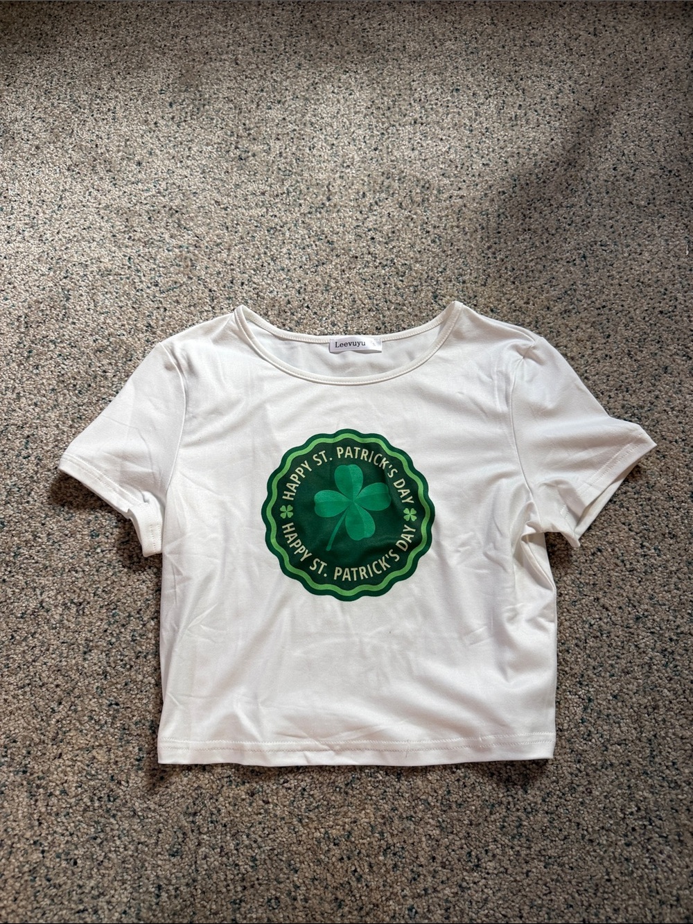 White St. Patrick's Day Crop Top with Green Graphic